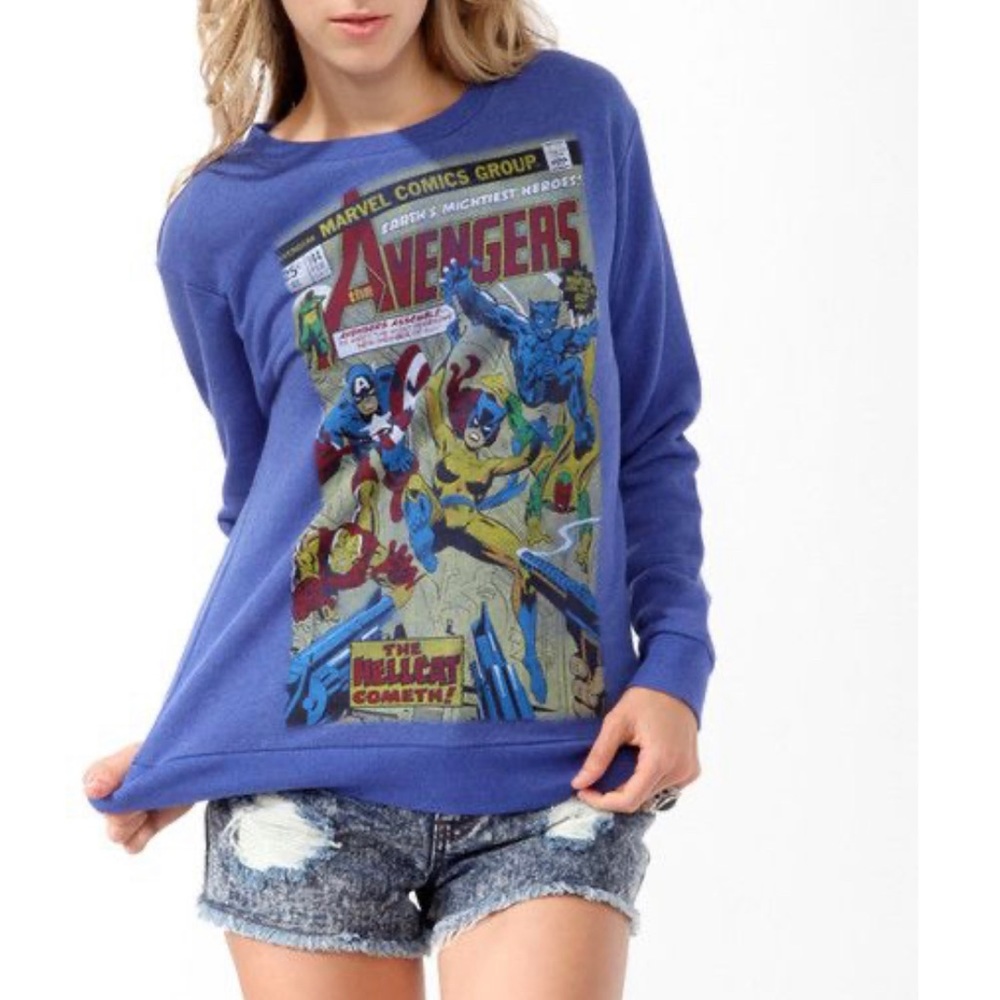 Avengers Marvel Comics Blue Long Sleeve Sweater